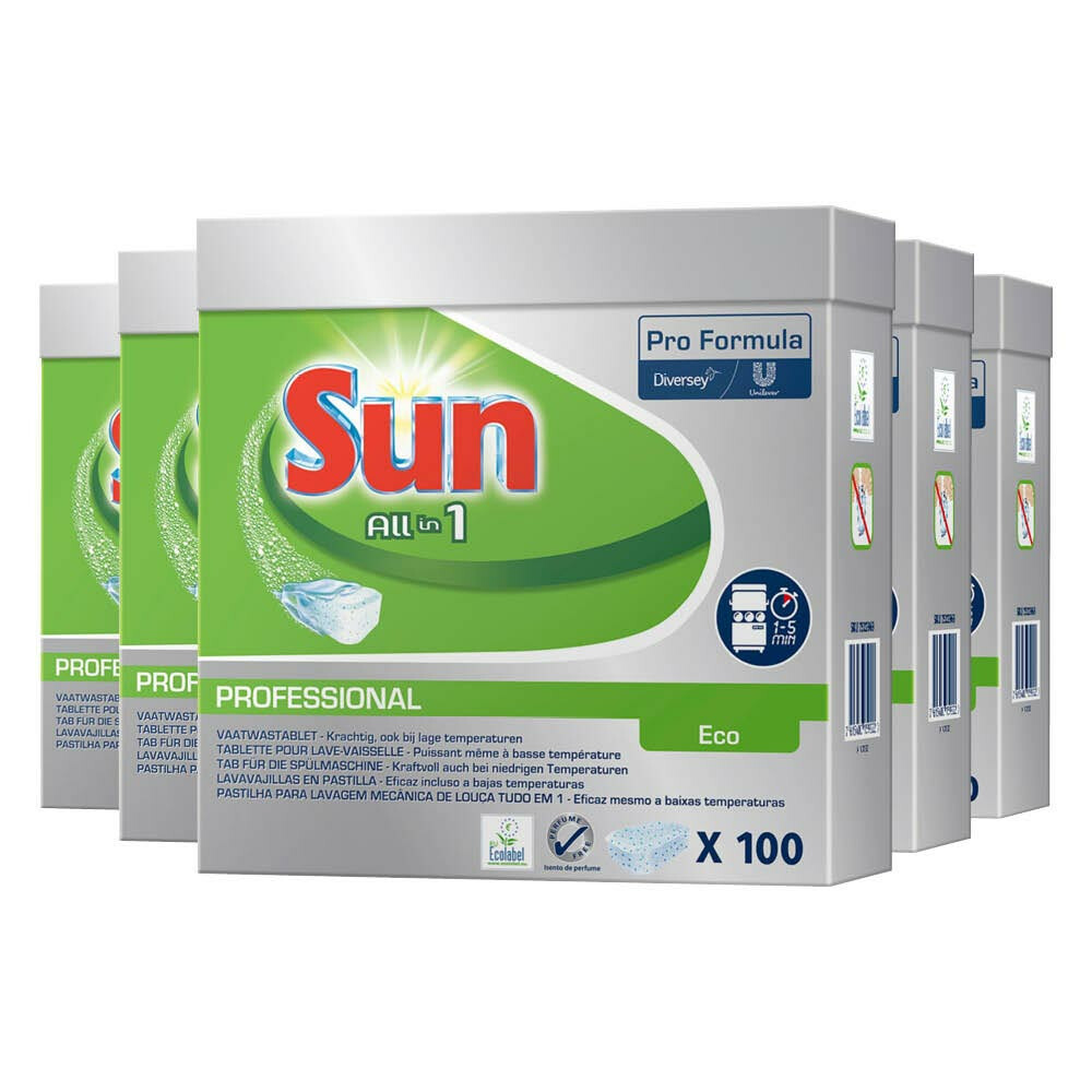 5x Sun Professional Vaatwastabletten All-in-1 Eco Pro Formula 100 stuks