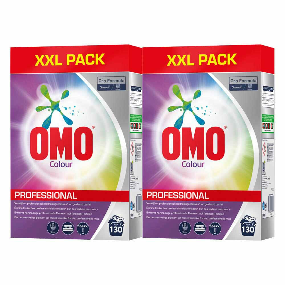 2x Omo Professional Wasmiddel Poeder Gekleurde Was 130 Wasbeurten Pro Formula 8,4 kg