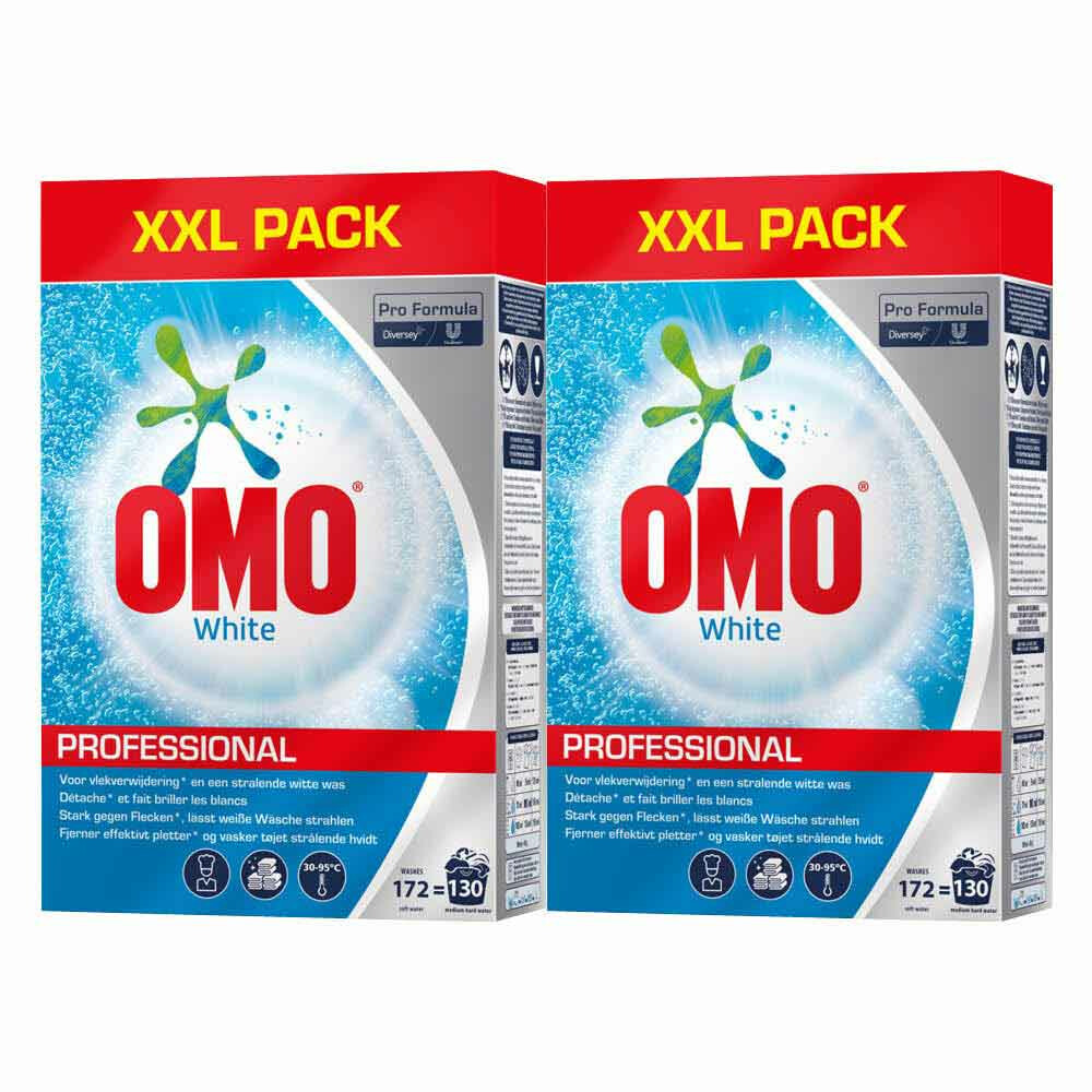 2x Omo Professional Wasmiddel Poeder Witte Was 130 Wasbeurten Pro Formula 8,4 kg