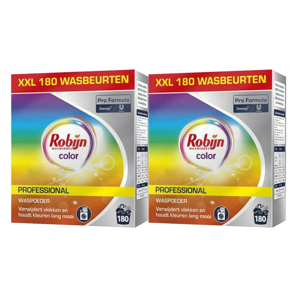 2x Robijn Professional Wasmiddel Poeder Gekleurde Was 180 Wasbeurten Pro Formula 8 kg