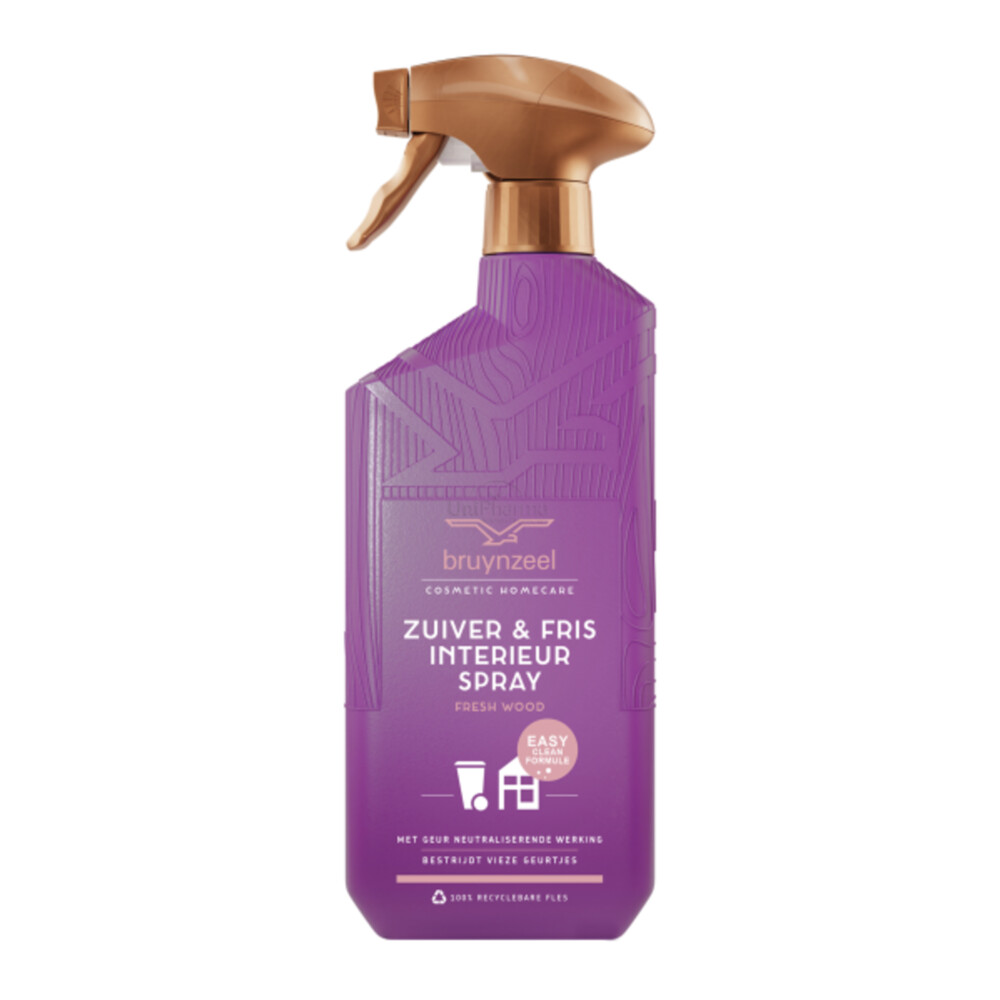 6x Bruynzeel Cosmetic Homecare Zuiver&Fris Interieurspray Fresh Wood 500 ml