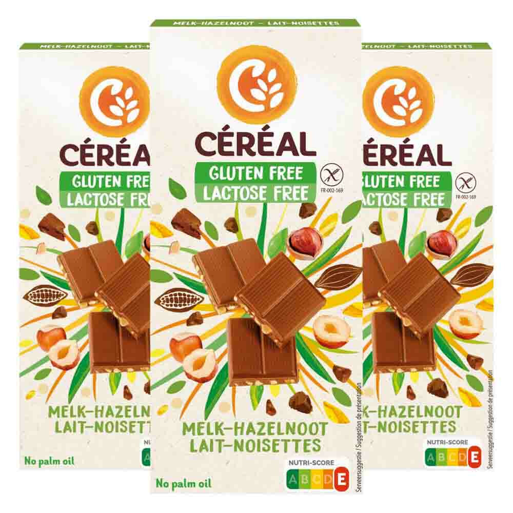 3x Céréal Melkchocolade Tablet met Hazelnoot 100 gr