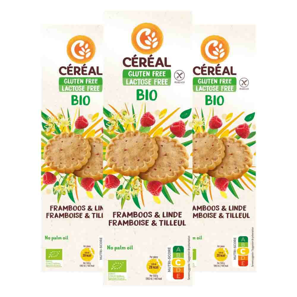 3x Céréal Zandkoek Framboos Lindbloesem 120 gr