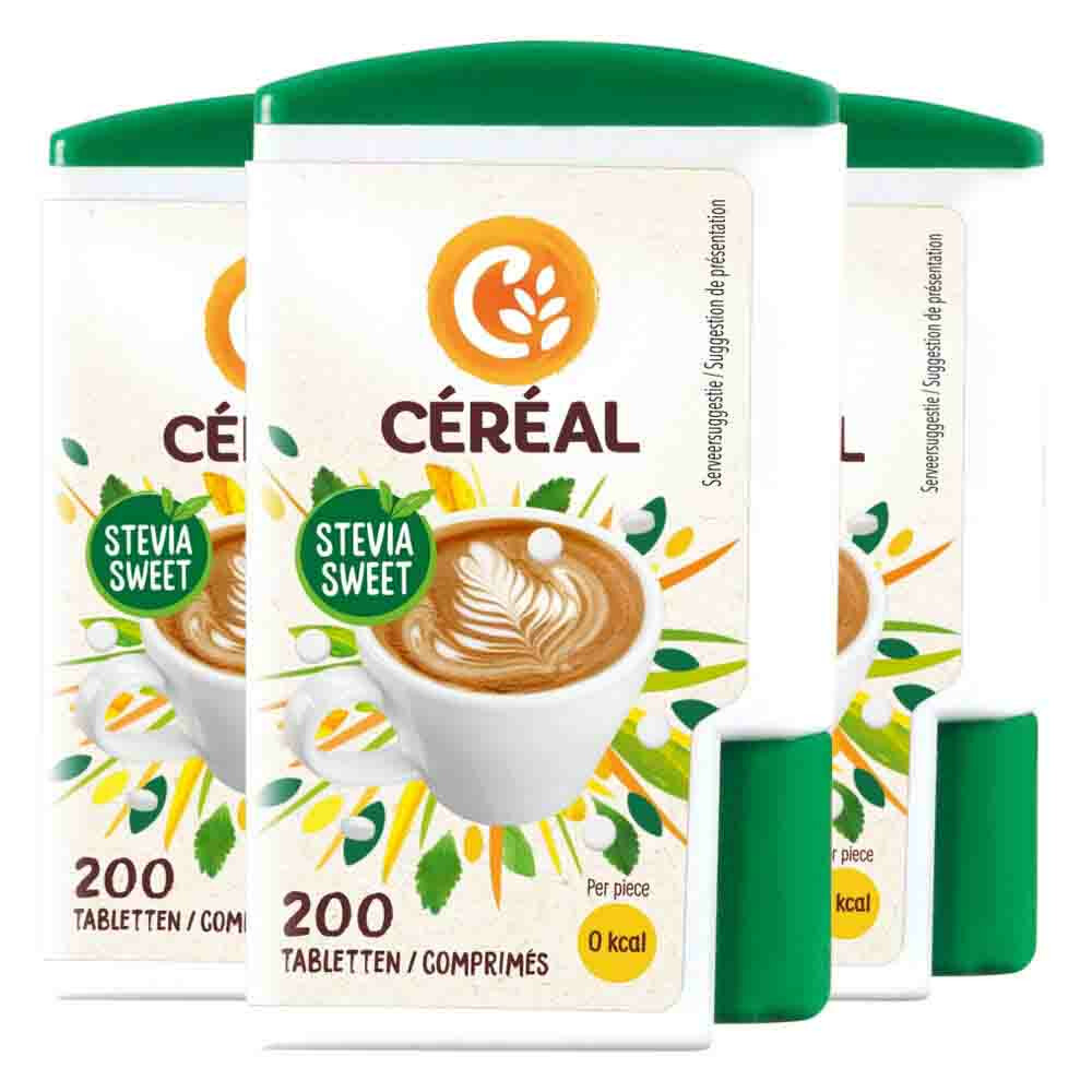 3x Céréal Stevia Sweet 200 tabletten