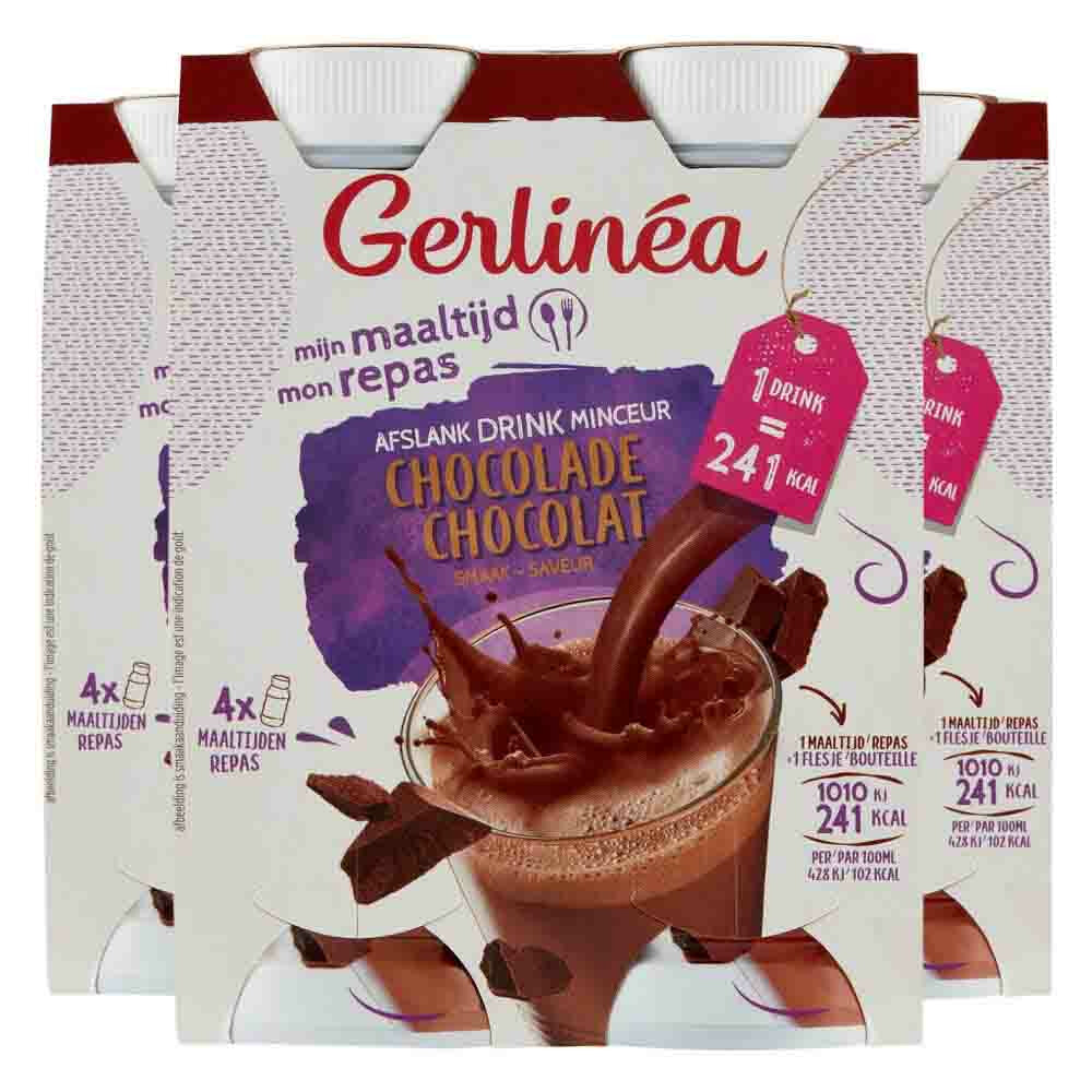 3x Gerlinea Mijn Maaltijd Afslank Drink Chocolade 4 x 236 ml