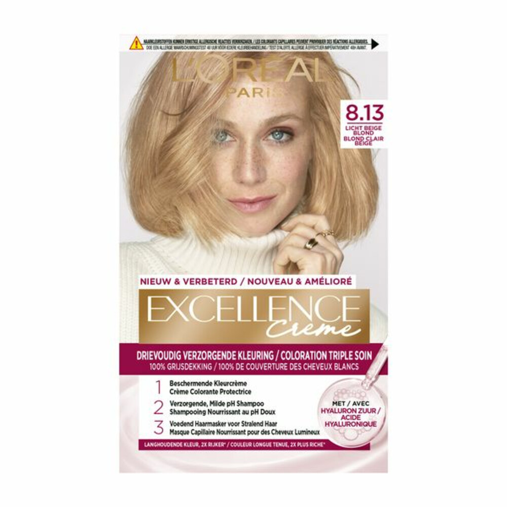 2x L'Oréal Excellence Crème Permanente Crèmekleuring 8.13 - Licht Beige Blond