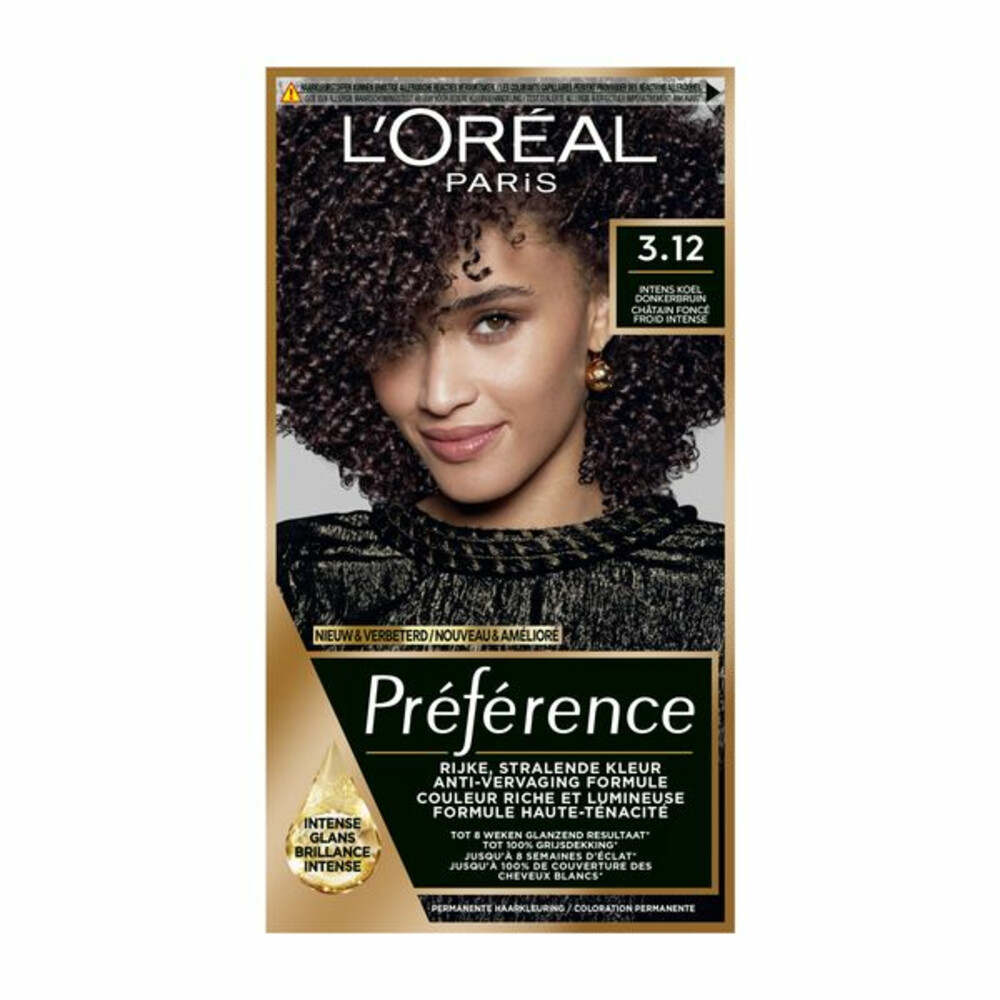 2x L'Oréal Préférence Permanente Haarkleuring 3.12 Toronto Intens Koel Donkerbruin