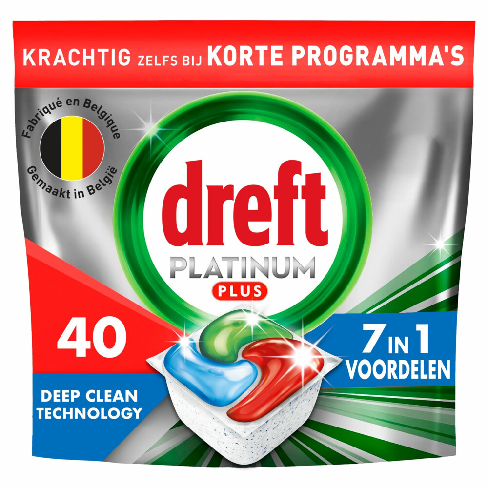 2+2 gratis: Dreft Vaatwastabletten Platinum Plus All In One Deep Clean Fresh 40 stuks