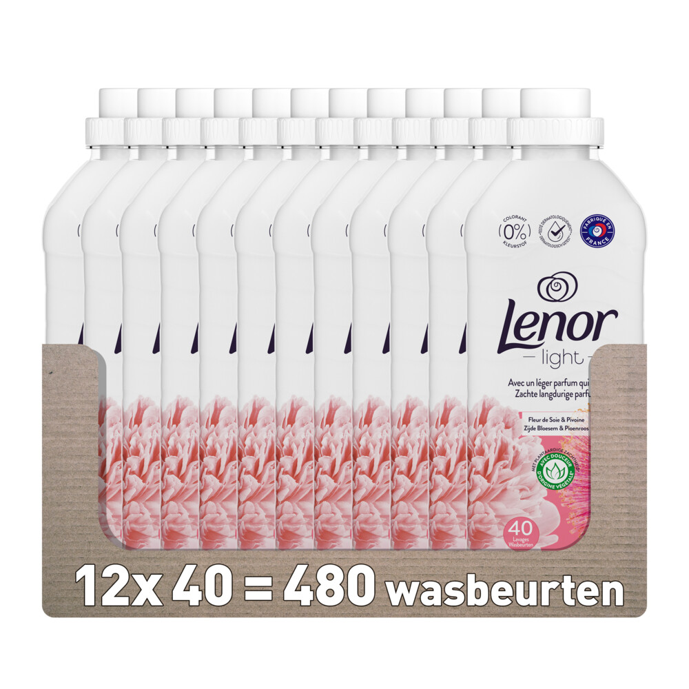 12x Lenor Wasverzachter Zijdebloesem&Pioenroos 40 Wasbeurten 840 ml