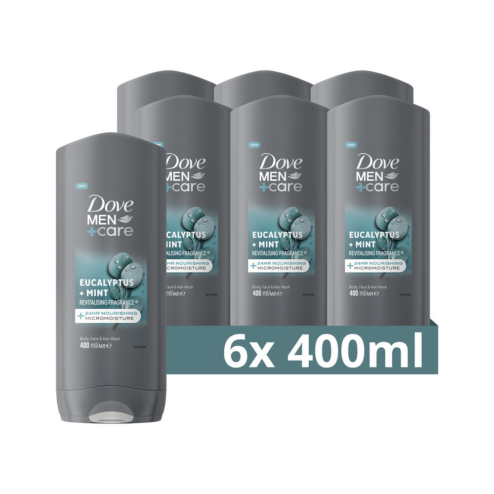 6x Dove Douchegel Men+ Care Eucalyptus + Mint 400 ml