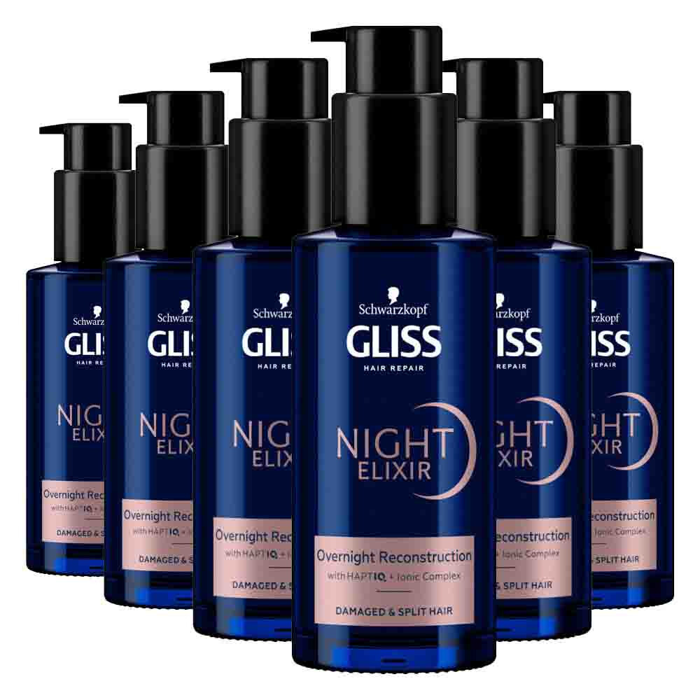 6x Gliss Night Elixer Overnight Reconstruction 100 ml