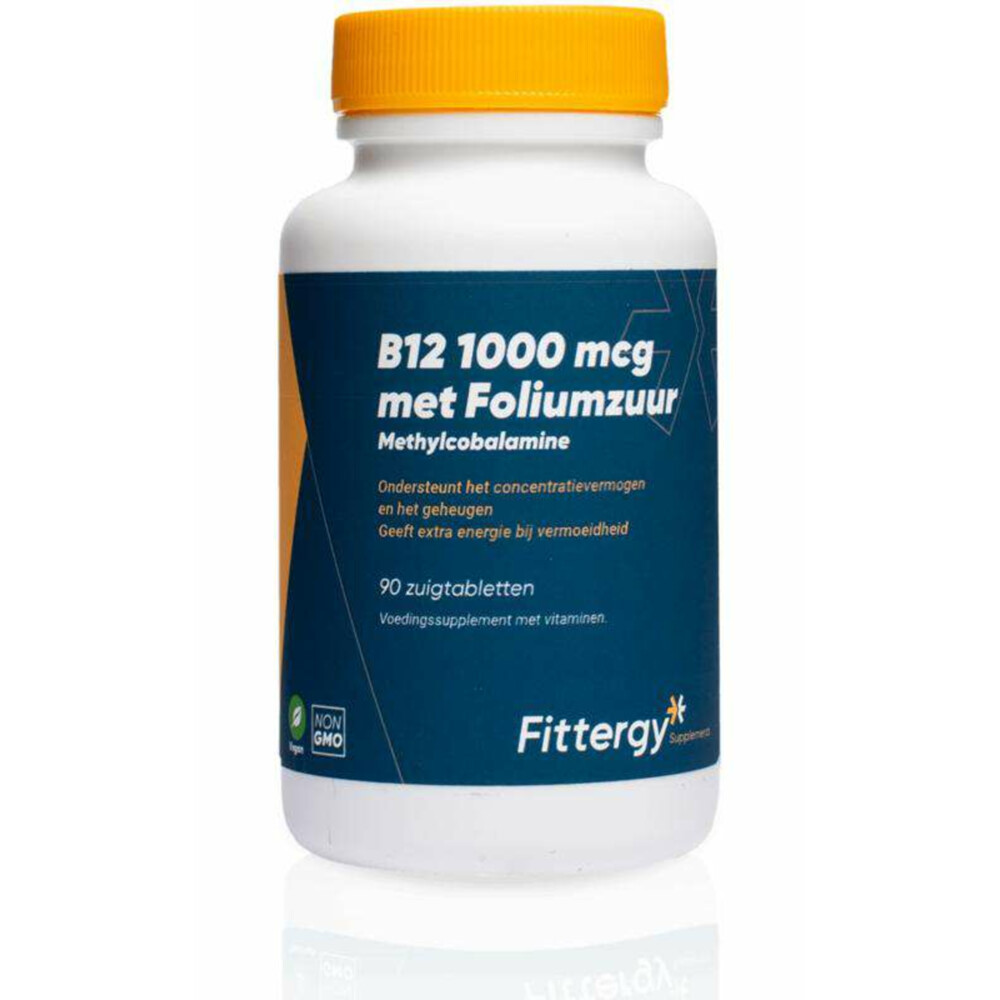 Gratis Verzending: 2x Fittergy Supplements B12 1000mcg Met Foliumzuur 90 zuigtabletten