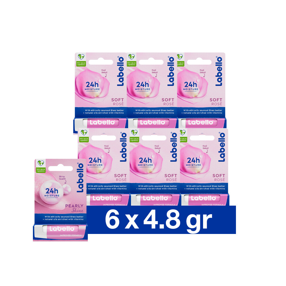 6x Labello Lippenbalsem Blister Soft Rose 4,8 gr