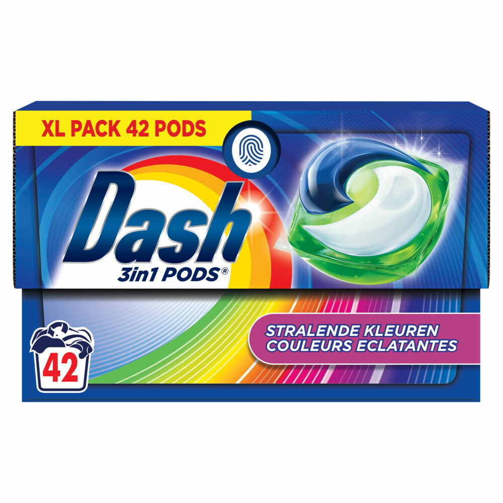 2e halve prijs: Dash Wasmiddelcapsules 3in1 Pods Stralende Kleuren 42 stuks