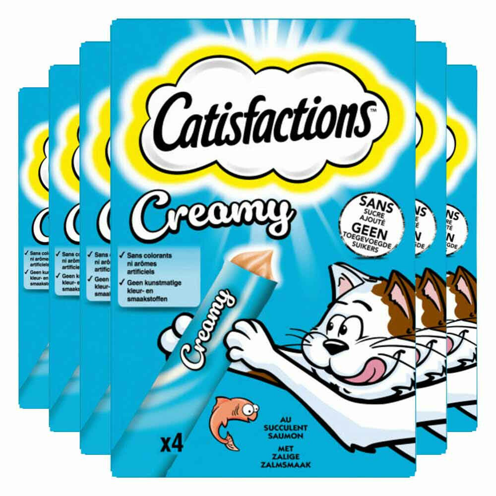 6x Catisfactions Kattensnack Zalm Creamy 4 x 10 gr