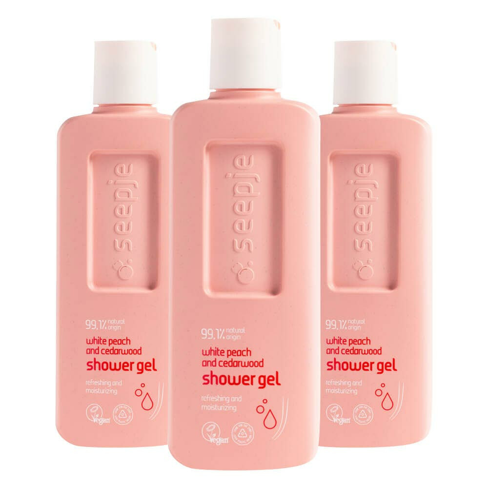 3x Seepje Witte Perzik en Cederhout Douchegel 300 ml