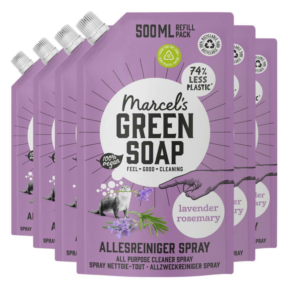 6x Marcel's Green Soap Allesreiniger Spray Lavendel&Rozemarijn Navulling 500 ml