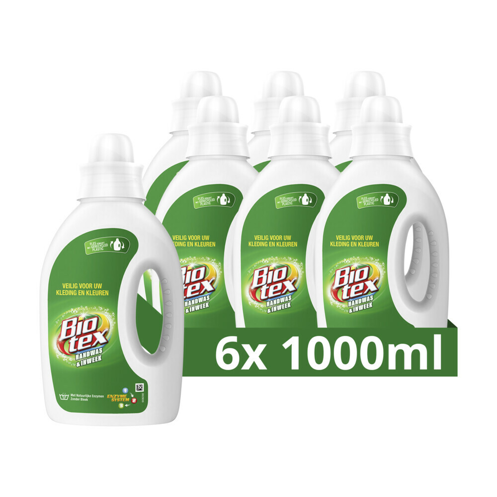 6x Biotex Vloeibaar Wasmiddel Handwas&Inweek 1 liter