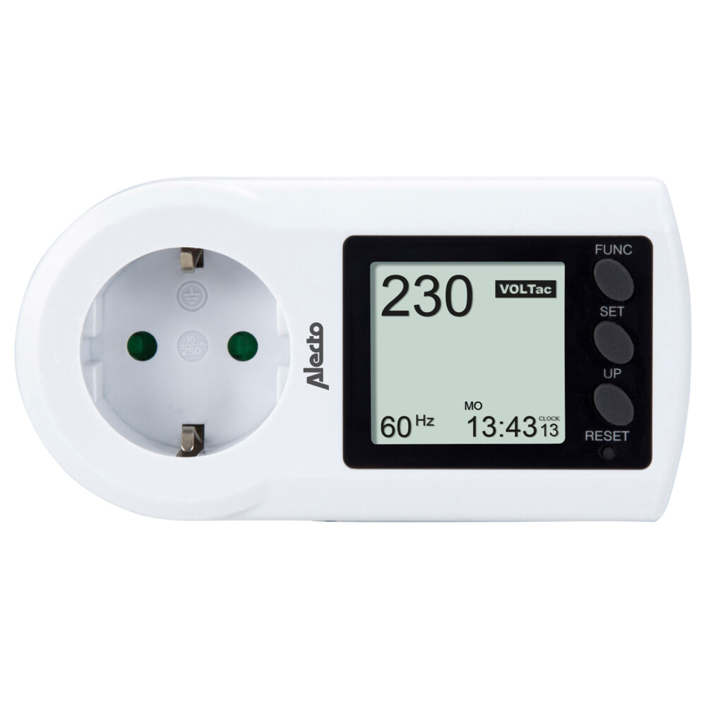 Alecto EM-16-EM-17 Energiekostenmeter Instelbaar stroomtarief, Alarmfunctie, GeÃ¯ntegreerde kinderbe