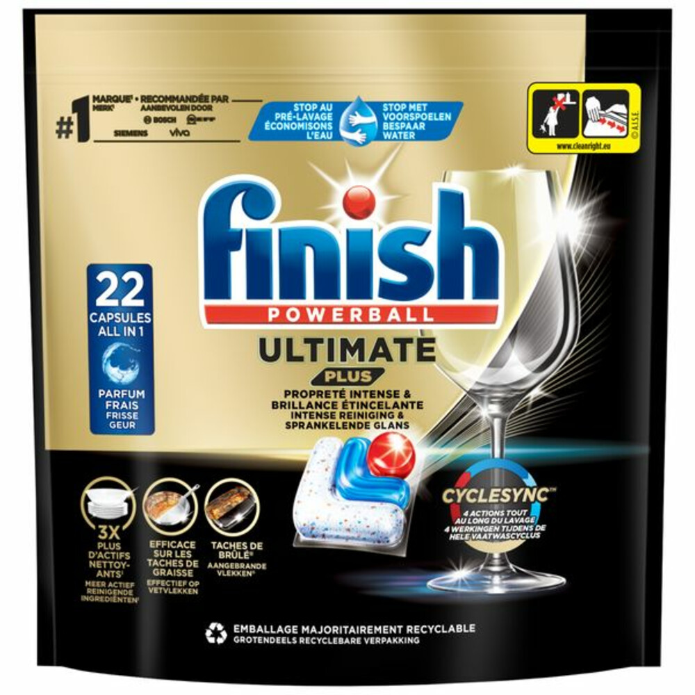 Finish Ultimate Plus Vaatwastabletten Regular 22 stuks