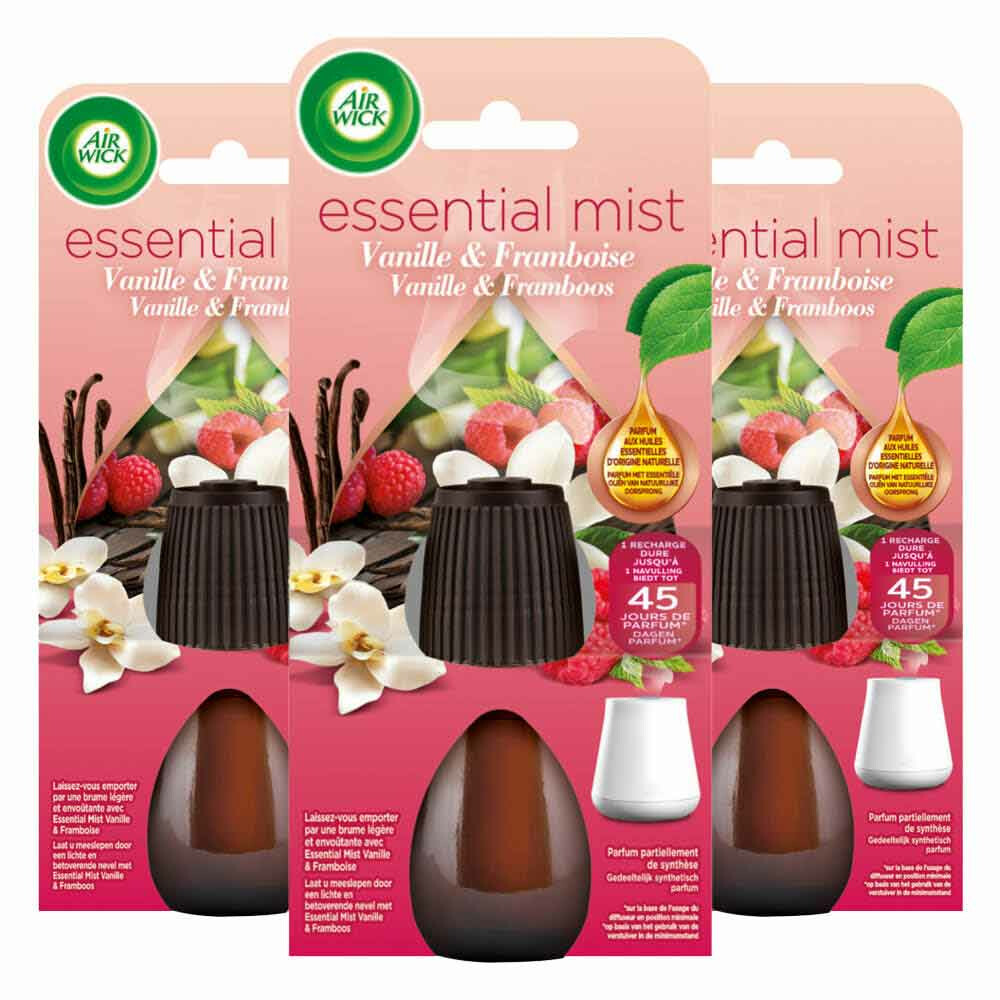 3x Air Wick Essential Mist Automatische Luchtverfrisser Navulling Vanilla 20 ml