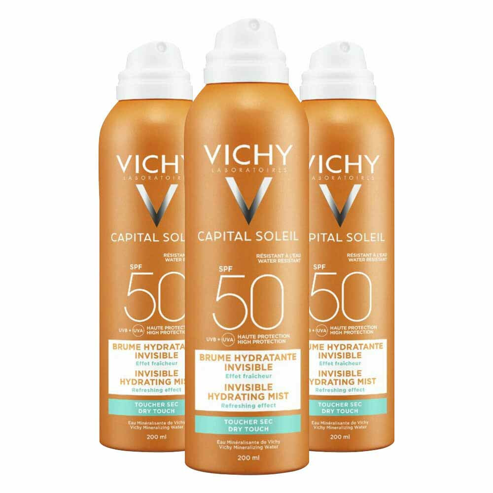 3x Vichy Capital Soleil Hydraterende Zonnebrand Mist SPF50 50 ml