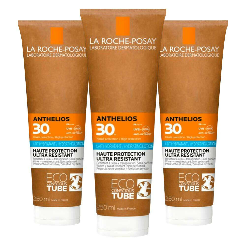 3x La Roche Posay Anthelios Melk SPF 30 Ecologische Tube 250 ml