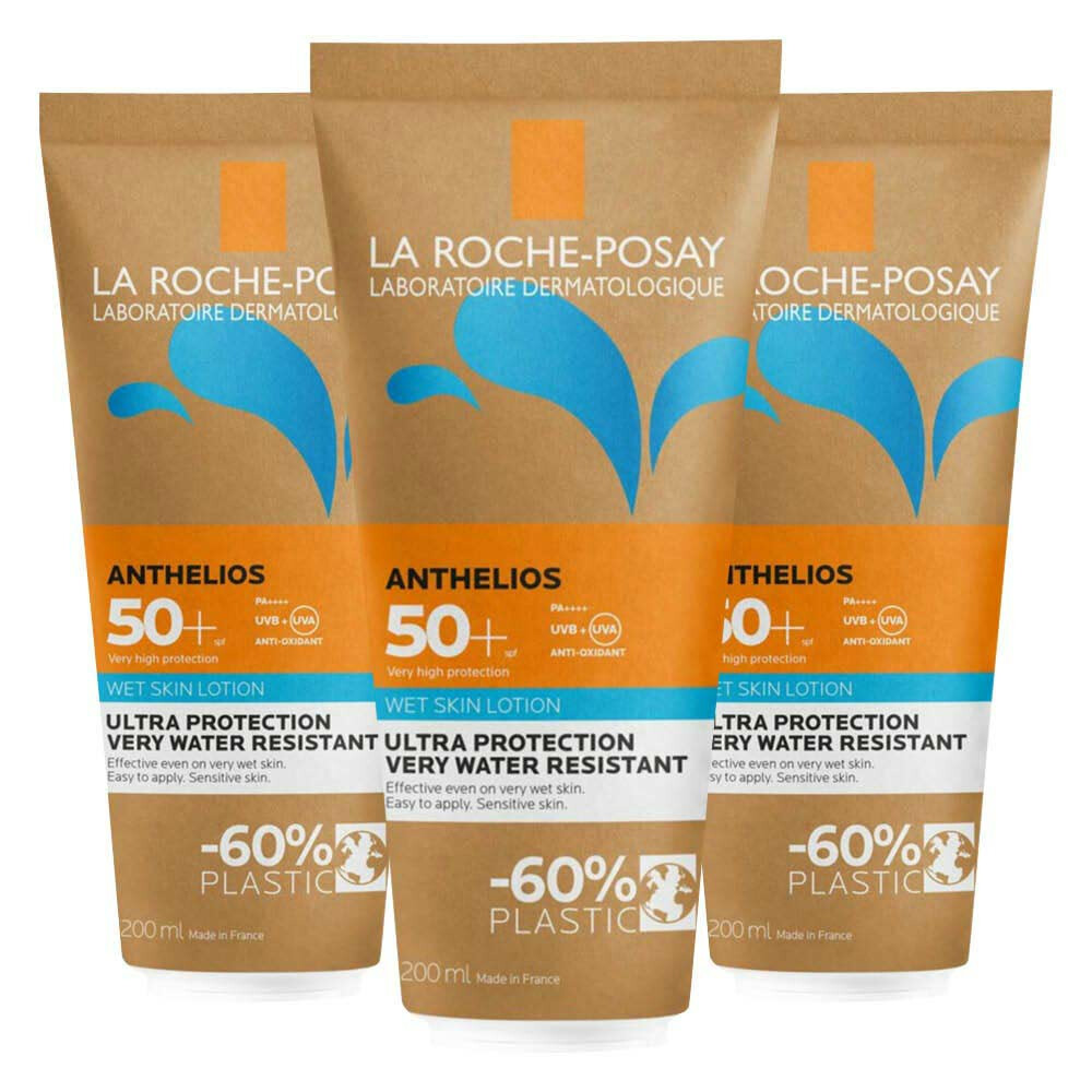 3x La Roche Posay Anthelios Wet Skin Lotion SPF 50+ 200 ml