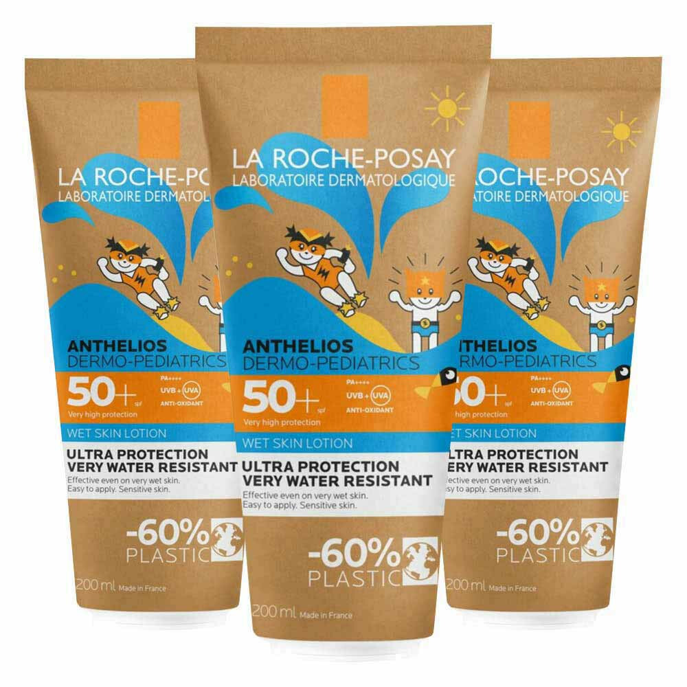 3x La Roche Posay Anthelios Wet Skin Kind Lotion SPF 50+ 200 ml