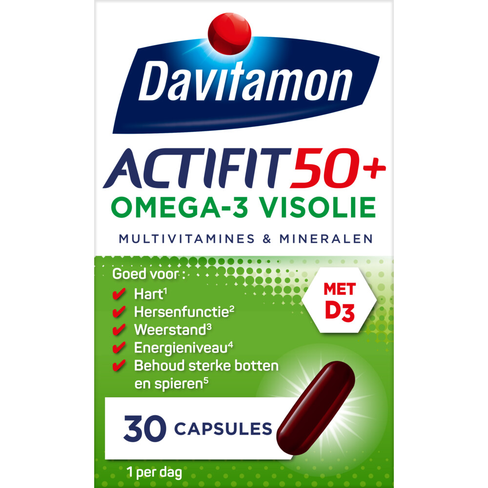 4x Davitamon Actifit 50+ Omega-3 Visolie 30 capsules