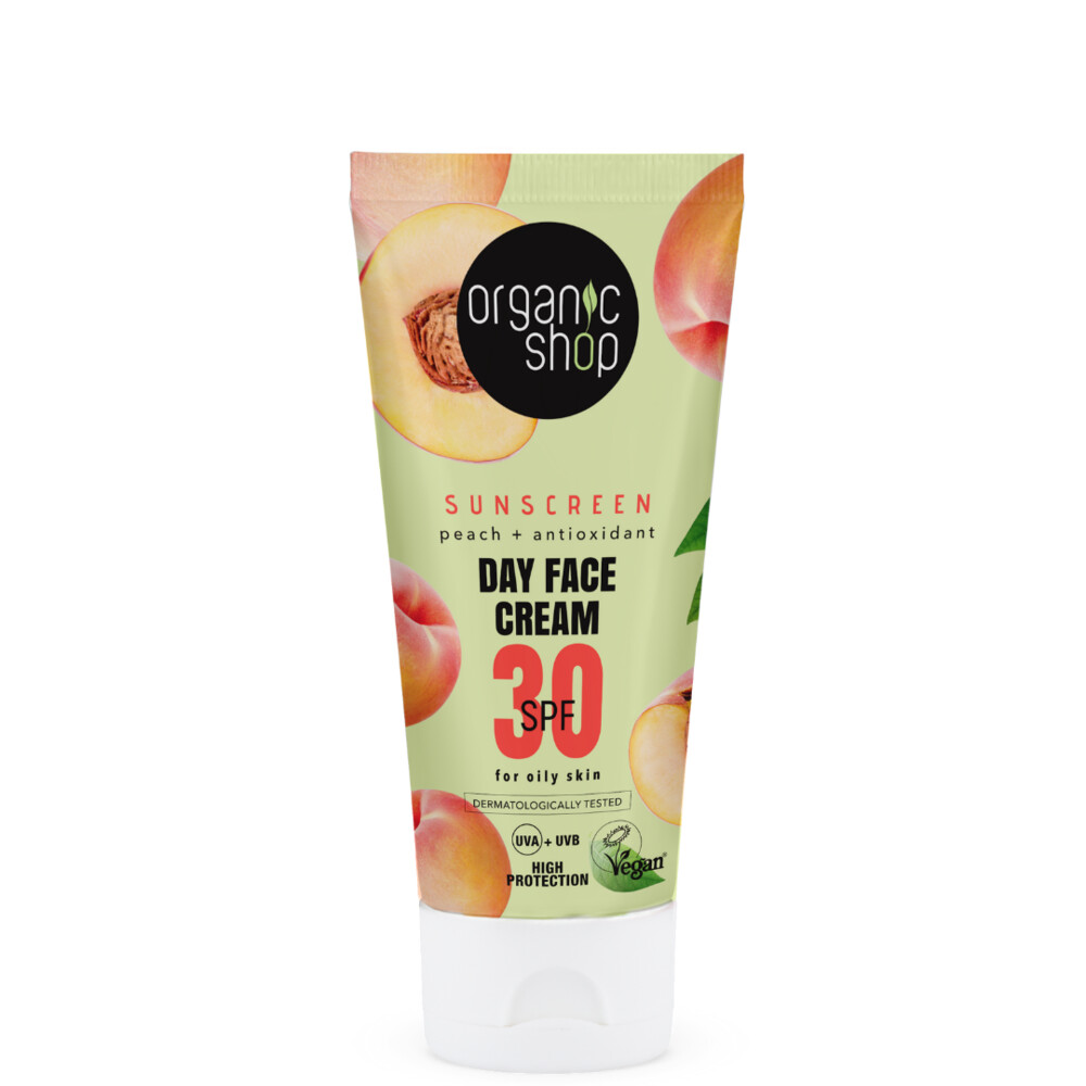 6x Organic Shop Zonnebrandcréme Gezicht SPF 30 Vette huid 50 ml