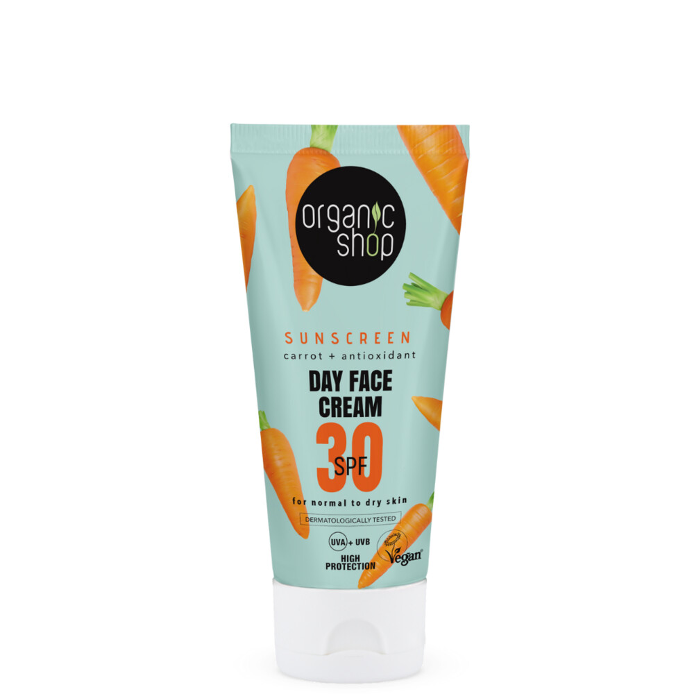 6x Organic Shop Zonnebrandcréme Gezicht SPF 30 Normale huid 50 ml