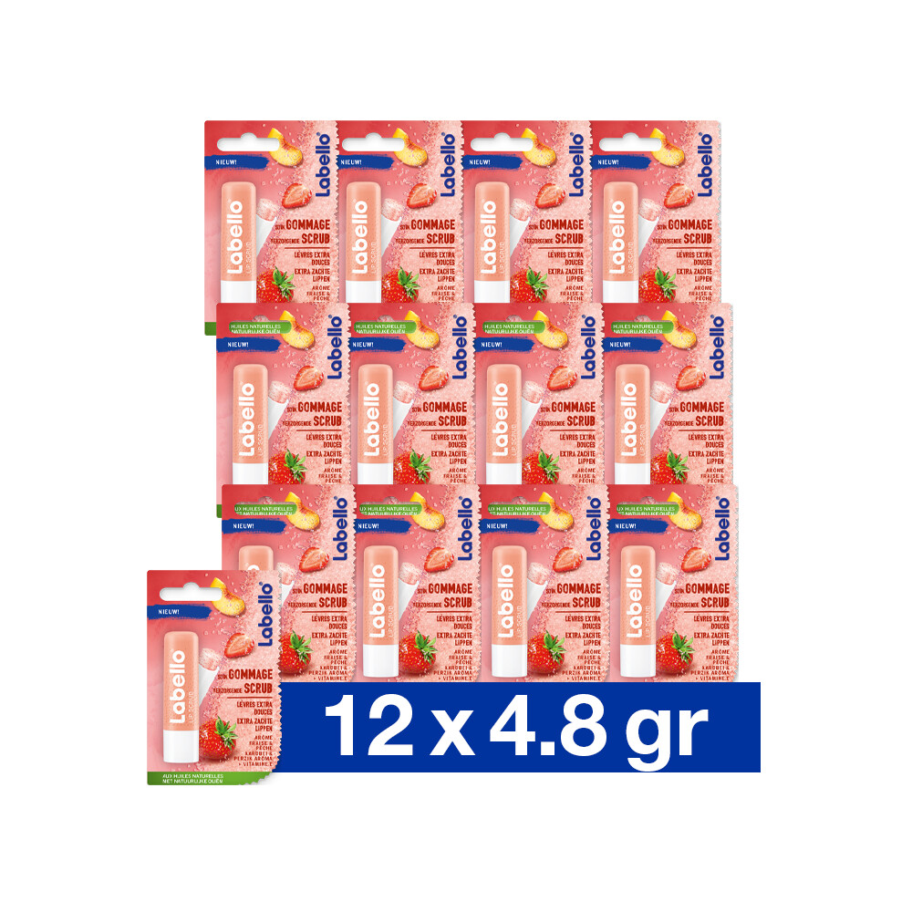 12x Labello Lipscrub Strawberry / Peach 5.5 gr