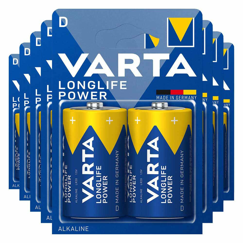 8x Varta Longlife Max Power Alkaline Batterijen D 2 stuks