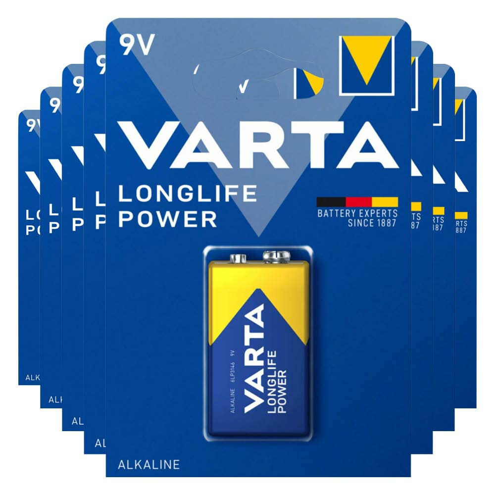 8x Varta Longlife Max Power Alkaline Batterijen 9V