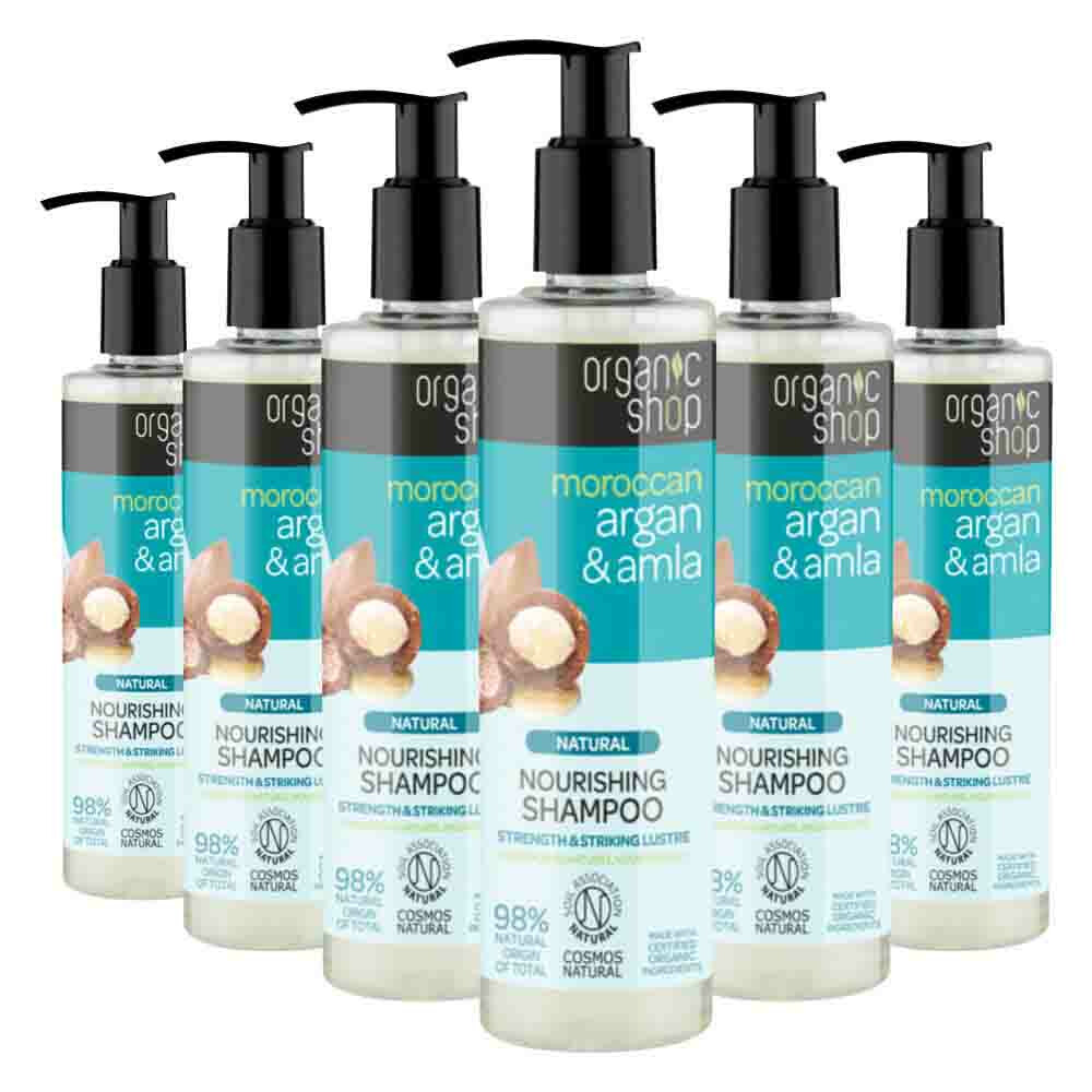 6x Organic Shop Shampoo Argan & Amla 280 ml
