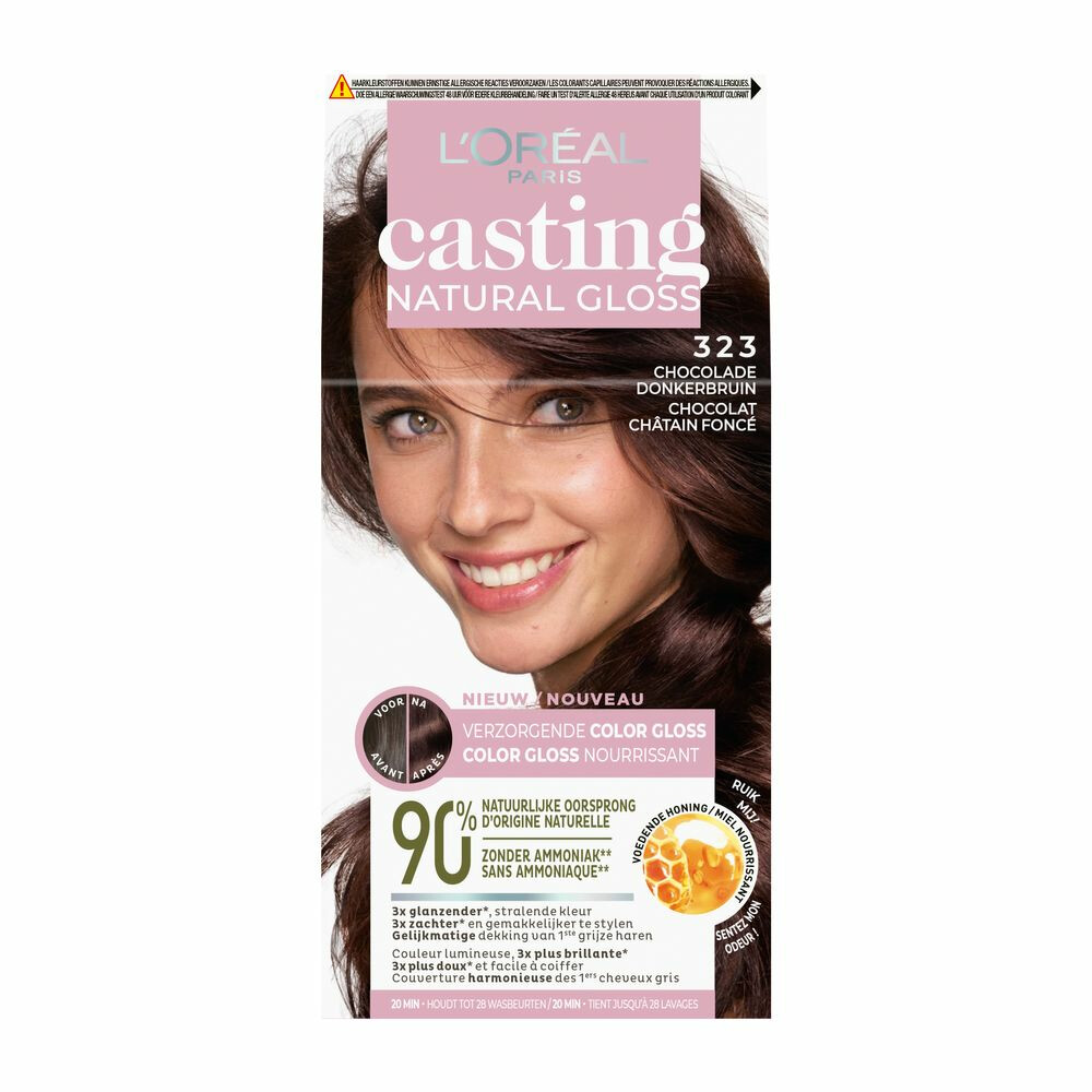 L'Oréal Casting Natural Gloss Semi-Permanente Haarkleuring 323 Chocolade Donkerbruin