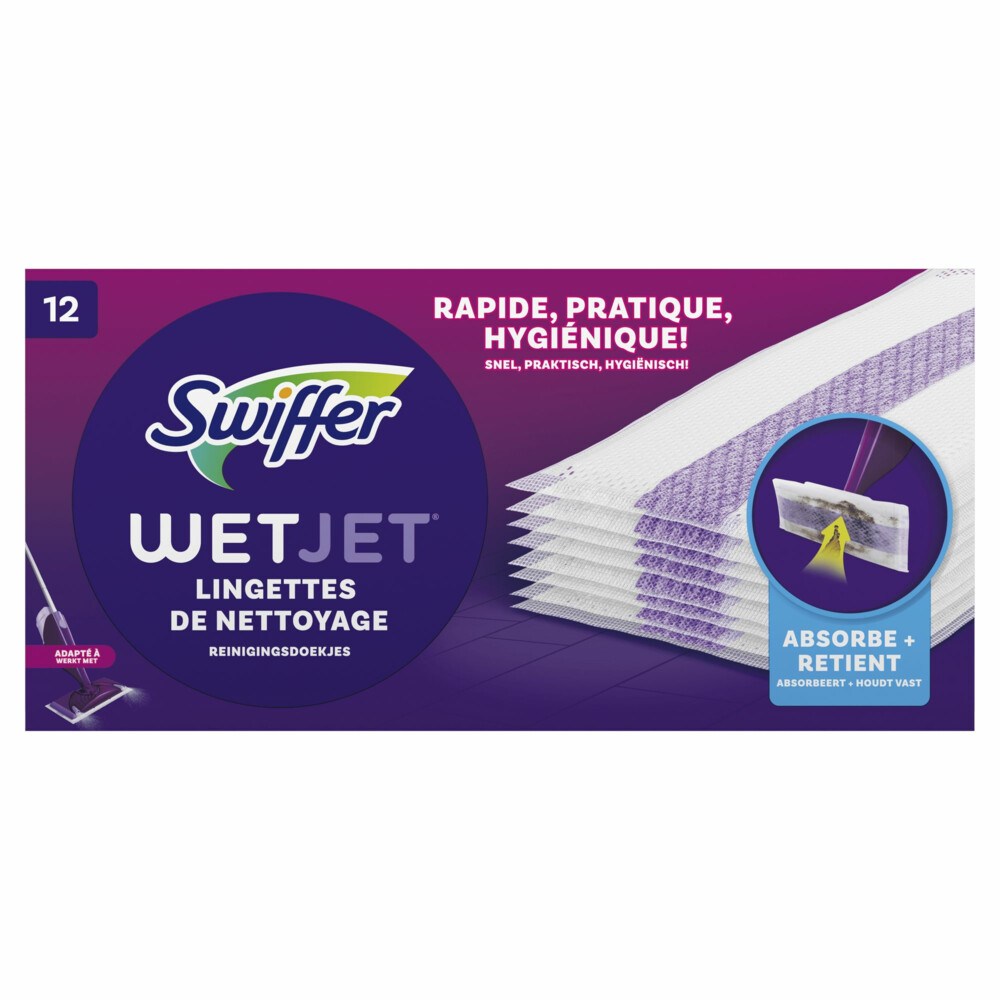 2e halve prijs: Swiffer WetJet Dweilsysteem Navulling Reinigingsdoekjes 12 stuks