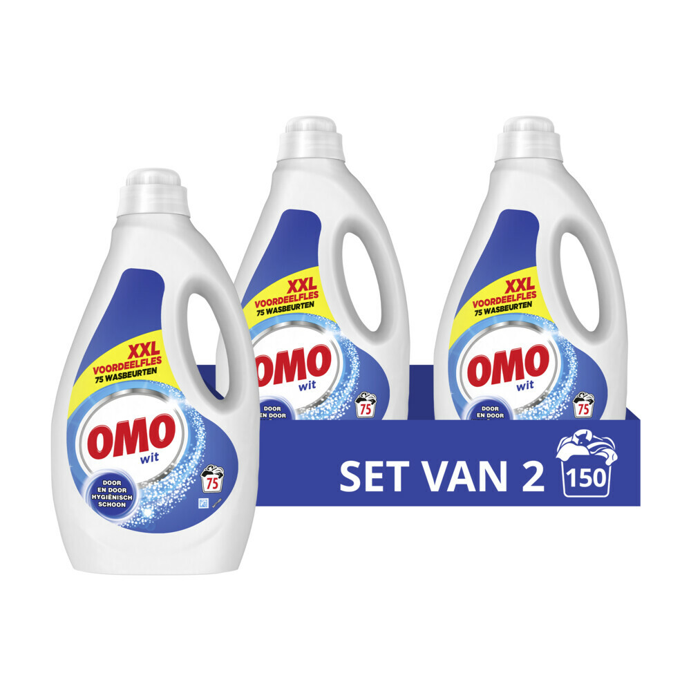 2x OMO Vloeibaar Wasmiddel Wit 75 Wasbeurten 3750 ml