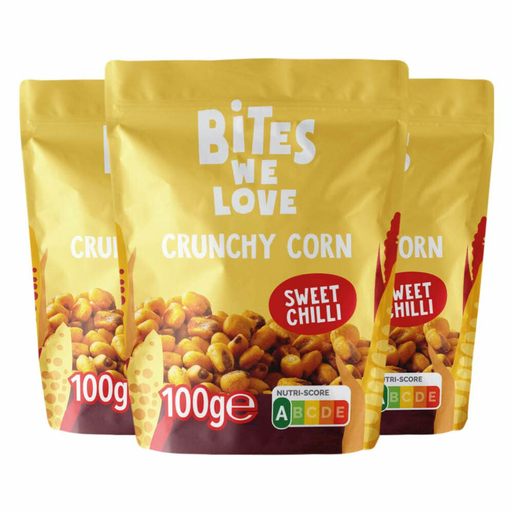 3x BitesWeLove Crunchy Corn Sweet Chilli 100 gr