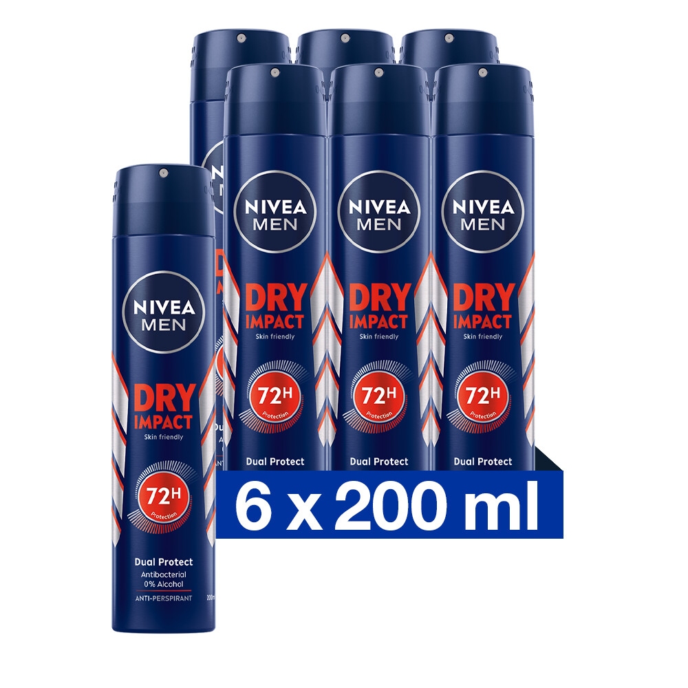 6x Nivea Men Anti-Transpirant Spray Dry Impact 200 ml