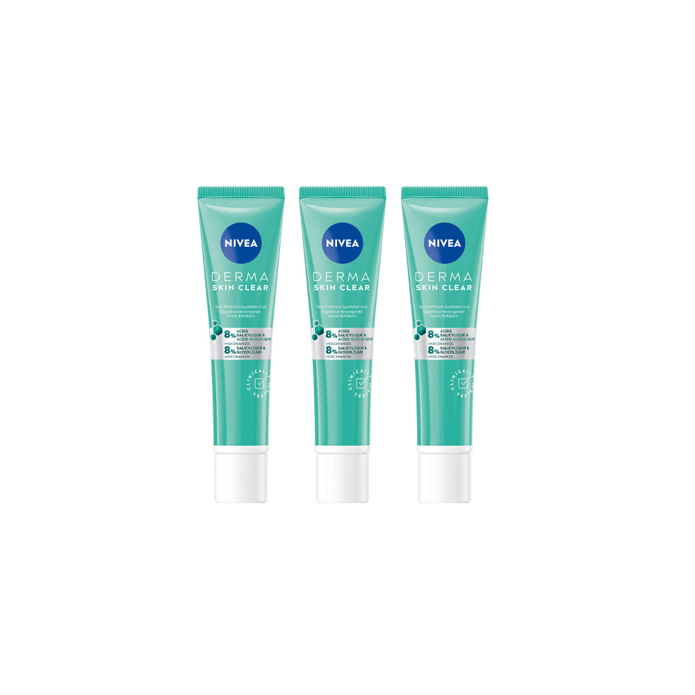 3x Nivea Exfoliator Derma Skin Clear Night 40 ml