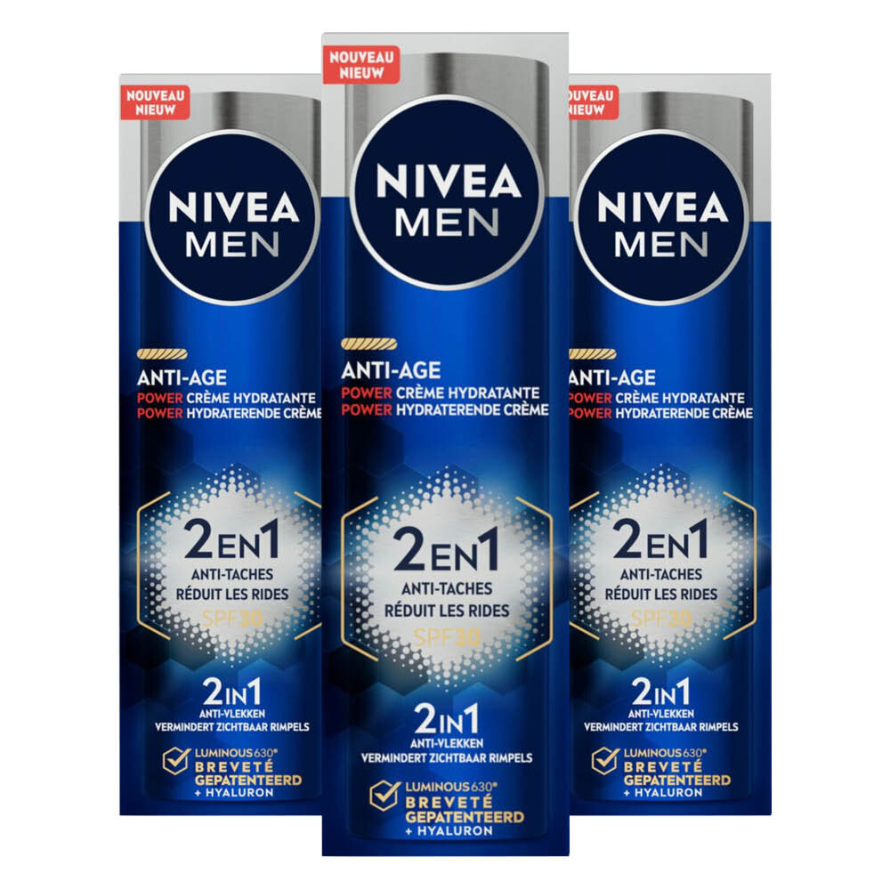 3x NIVEA Men Moisturizer Men Luminous SPF 30 50 ml