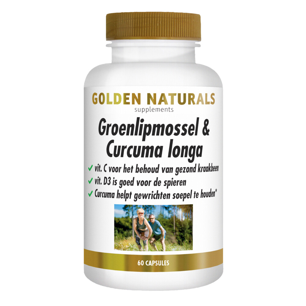 Gratis Verzending: 2x Golden Naturals Groenlipmossel&Curcuma longa 60 capsules