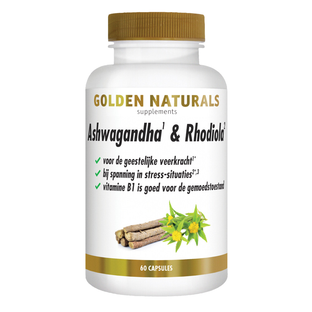 Gratis Verzending: 2x Golden Naturals Ashwagandha&Rhodiola 60 vegacapsules