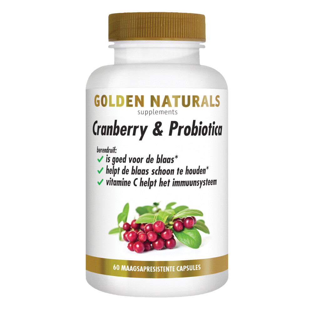 Gratis Verzending: Golden Naturals Cranberry&Probiotica Maagsapresistent 60 vegacapsules