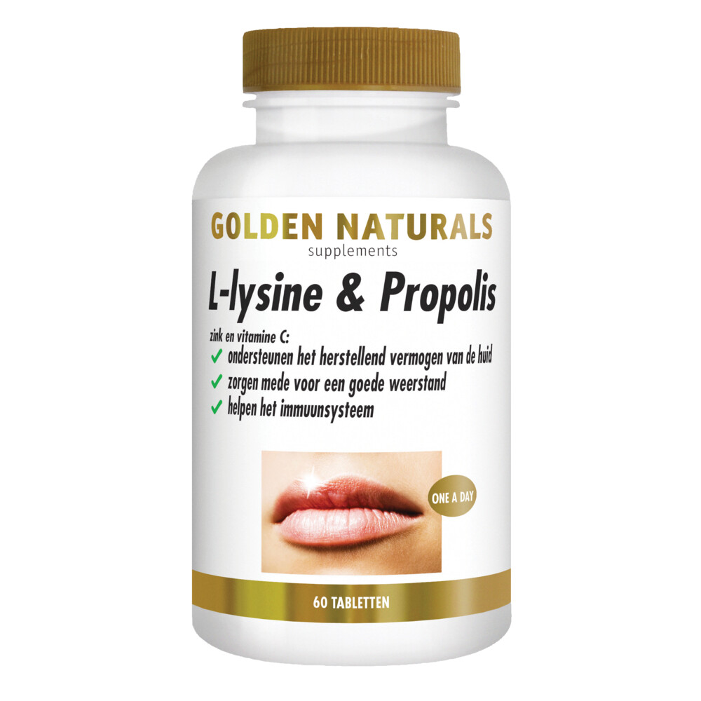 Gratis Verzending: 2x Golden Naturals L-lysine&Propolis Vegan 60 tabletten