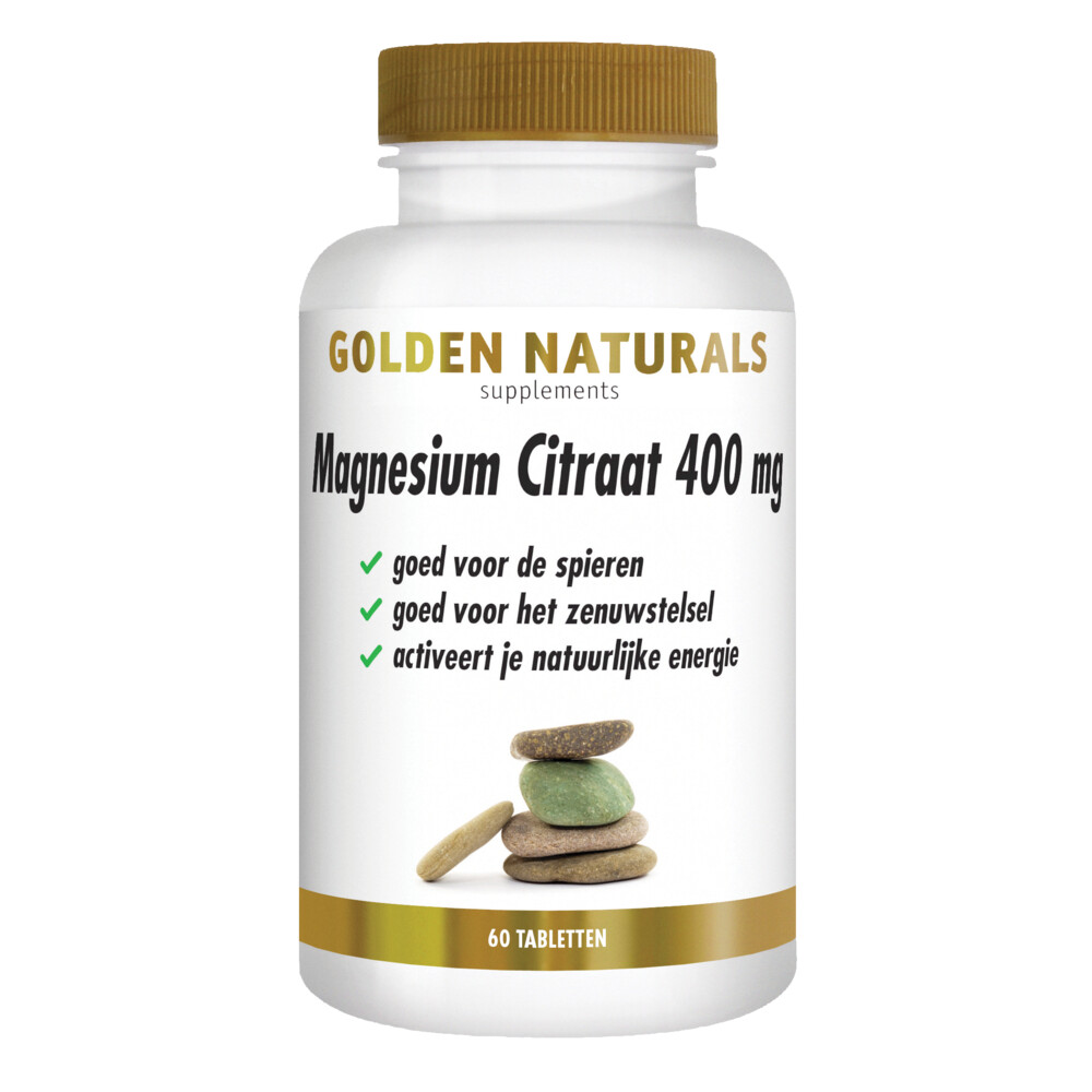 Gratis Verzending: 2x Golden Naturals Magnesium Citraat 400mg Vegan 60 tabletten