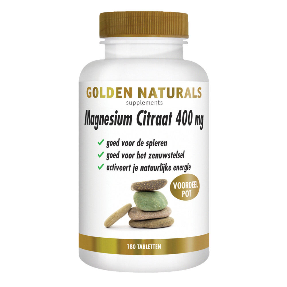 Gratis Verzending: 2x Golden Naturals Magnesium Citraat 400mg Vegan 180 tabletten
