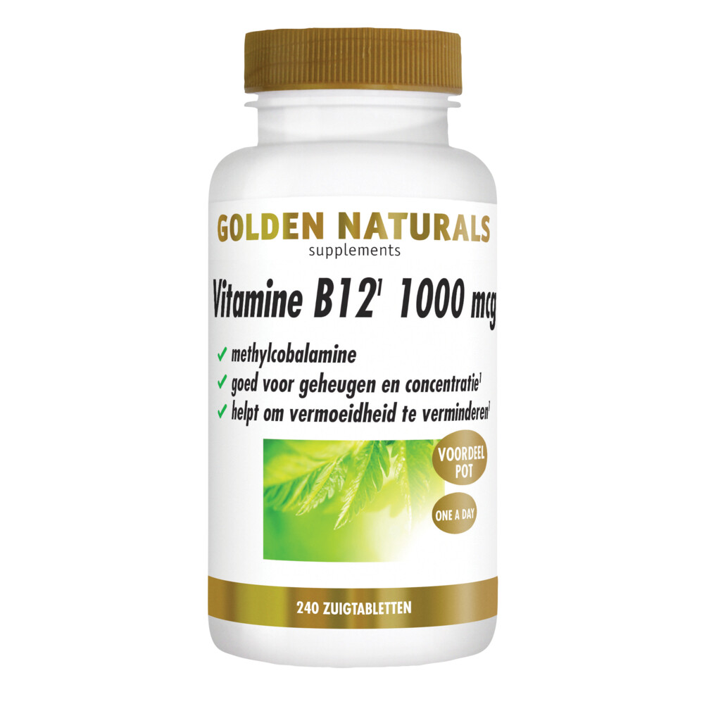 Gratis Verzending: 2x Golden Naturals Vitamine B12 1000mcg Vegan 240 zuigtabletten